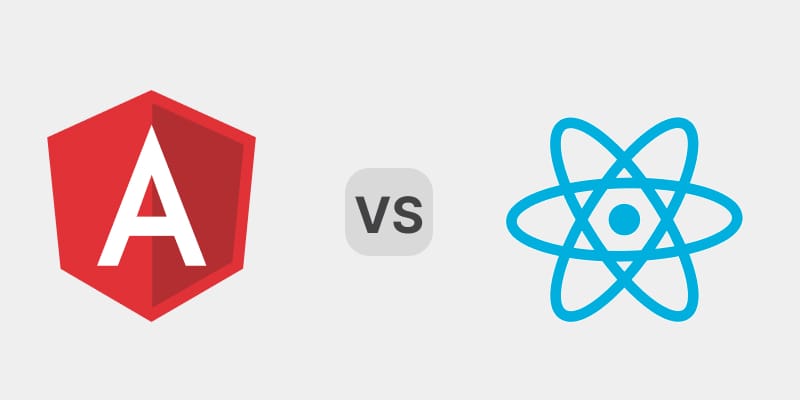 The Javascript frameworks icons used in the vector illustration for Angular vs react.