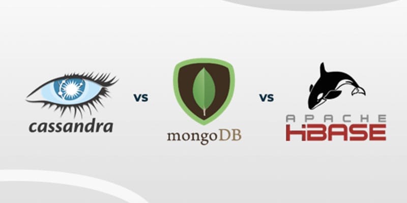 Icons of Cassandra, MongoDB and Hbase to illustrate Cassandra vs. MongoDB vs. Hbase.